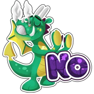 👎 NO dragão, não, adesivo, desenho animado, rejeição, recusa telegram sticker