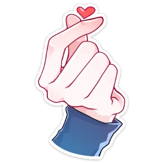 ❤ coração com os dedos, gesto de mão, amor, K-pop, fofo whatsapp sticker