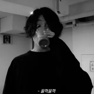 ⛓️ 꿀꺽꿀꺽 person, drinking, beverage, korean telegram sticker