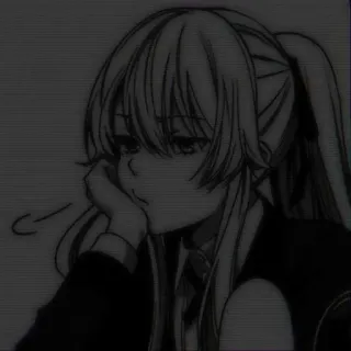 😩 Anime, Dziewczyna, Smutny, Manga, Czarno-białe telegram sticker