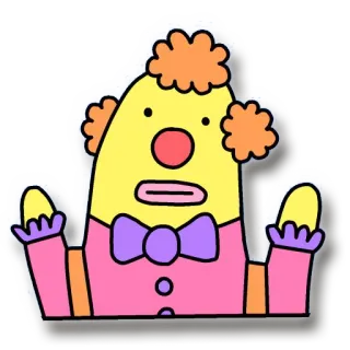 🙅 ピエロ, 漫画, ステッカー, 可愛い, 黄色, ピンク telegram sticker