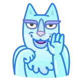 👋 cat, cartoon, waving, character, blue telegram sticker