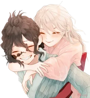 🥰 Anime, Amigos, Pareja, Lindo, Amor, Feliz, Dibujos animados, Ilustración telegram sticker
