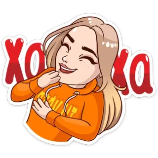 🤣 Хохока dessin animé, personnage, fille, rire, femme telegram sticker