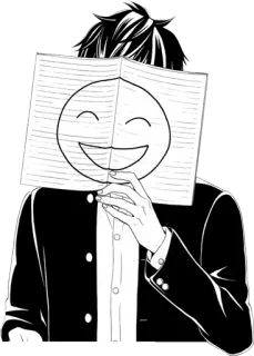😊 anime, manga, emotion, hidden face, drawing whatsapp sticker