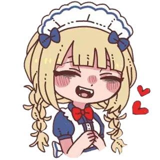 😁 Anime Mädchen, Maid, Süß, Liebe, Herzen, Cartoon, Chibi, Niedlich telegram sticker