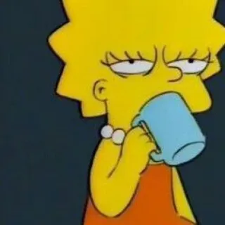 💜 Lisa Simpson The Simpsons 리사 심슨, 심슨 가족, 만화, 마시는, 머그컵 telegram sticker