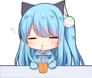 🍊 anime, chibi, cat ears, kawaii, orange juice, cute telegram sticker