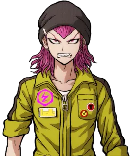 😤 Kazuichi Souda Danganronpa Anime, Kazuichi Souda, Danganronpa, Pelo rosa, Mecánico telegram sticker