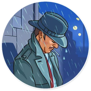 😢 детектив, сигарета, нуар, дождь, тайна telegram sticker