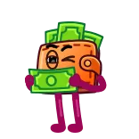 🤨 portfel, pieniądze, kreskówka, gotówka, finanse, waluta telegram sticker