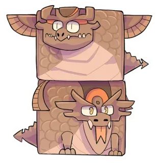 📦 Drache, Quadrat, Cartoon, Monster, Tier, Totem telegram sticker