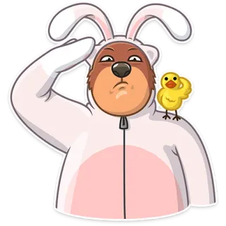 👋 oso, disfraz de conejo, pascua, pollo, animal, dibujos animados whatsapp sticker