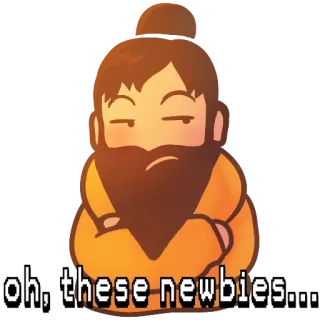 😕 oh, these newbies... Kreskówka, Początkujący, Postać, Mężczyzna, Broda, Dezaprobata whatsapp sticker