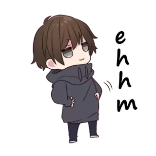 😌 ehhm anime, cartoon, chibi, cute, boy telegram sticker