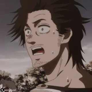 ⚫️ Yami Sukehiro Black Clover Anime, Black Clover, Yami Sukehiro, Choqué, Peur, Personnage d'anime whatsapp sticker