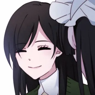 🍷 anime girl, dark hair, smiling, cartoon, illustration telegram sticker