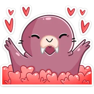 😍 Dibujos animados, Foca, Lindo, Animal, Corazones, Amor, Personaje telegram sticker