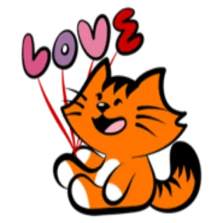 ❤️ LOVE gato, amor, lindo, dibujos animados, animal, naranja, feliz telegram sticker