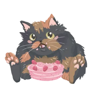 🎂 gatto, torta, dolce, animale, carino, animale domestico, festa telegram sticker