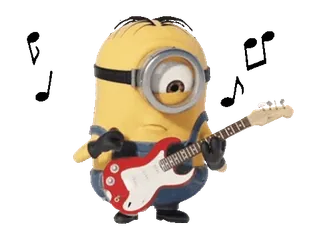🍋 Minion มินเนี่ยน, กีตาร์, การ์ตูน, ตัวละคร, ดนตรี, ความบันเทิง telegram sticker
