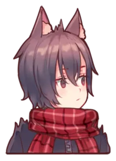 😒 anime, cartoon, wolf, scarf, cute, character, cat telegram sticker