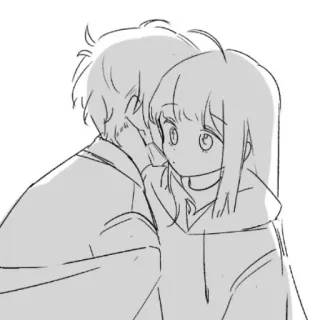❤️ アニメ, カップル, ハグ, かわいい, イラスト, スケッチ telegram sticker