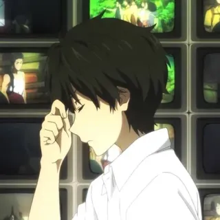 📜 anime, boy, tv, reflection telegram sticker