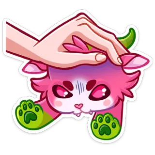 ☺ cartone animato, animale domestico, gattino, gatto, animale, carino, bizzarro, rosa, verde telegram sticker