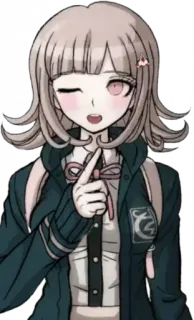 😉 Chiaki Nanami Danganronpa Animé, Jeu vidéo, Personnage, Fille, Mignon, Clin d'oeil telegram sticker