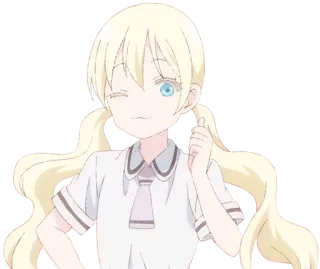 👍 Anime, Mädchen, süß, blonde Haare, Zwinkern, Cartoon whatsapp sticker
