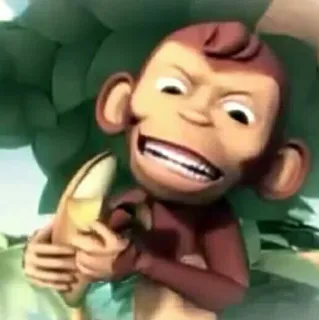 🐒 scimmia, banana, cartone animato whatsapp sticker