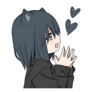 🥰 Anime, Tai mèo, Hoạt hình, Cô gái, Trái tim, Dễ thương telegram sticker