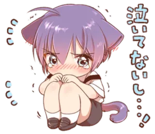 😢 泣いてない animé, chat, pleurs, kawaii, triste, fille animé, larmes telegram sticker