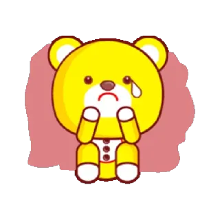 ☹️ teddy bear, sad, crying, cartoon, cute, yellow, baby telegram sticker