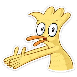 😕 Dibujo animado, Gracioso, Animal, Pájaro, Amarillo, Personaje, Tonto whatsapp sticker