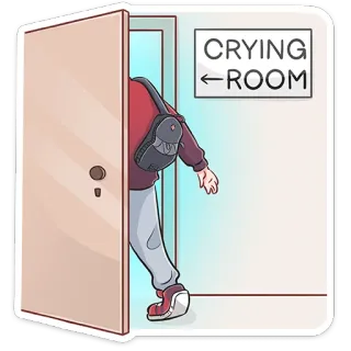 😭 CRYING
← ROOM 哭泣, 房间, 悲伤, 门, 标志 telegram sticker