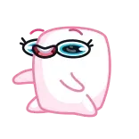 🙃 cartoon, pink, character, glasses telegram sticker