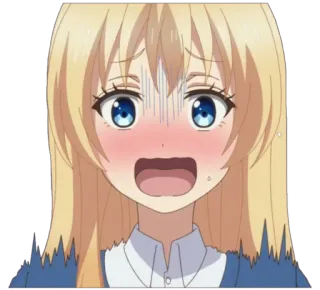 😰 Anime, Ragazza, Bionda, Imbarazzata, Scioccata, Cartone animato telegram sticker