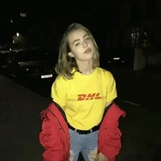 🤍 DHL DHL, T-shirt, Donna, Streetwear, Moda telegram sticker