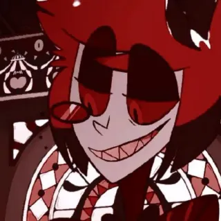 🧨 Alastor Hazbin Hotel demone, radio demone, cartone animato, malvagio, sorridente telegram sticker