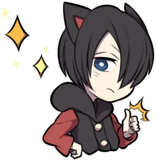😉 Chibi, Katzenohren, Anime, Daumen hoch, Süß, Glitzer telegram sticker