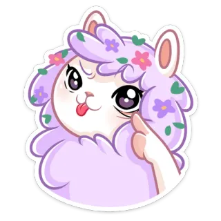 😜 lama, carino, animale, cartone animato, alpaca, adesivo whatsapp sticker