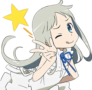 😉 Anime, Chica, Estrella, Linda, Guiño telegram sticker