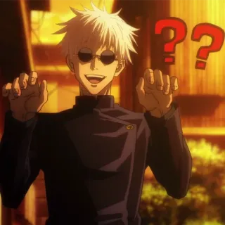 🤍 Satoru Gojo Jujutsu Kaisen anime, manga, gojo, satoru, question marks telegram sticker