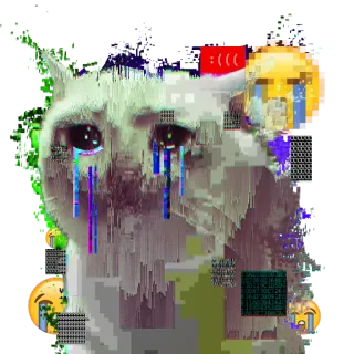 😭 kucing, menangis, glitch, emoji, sedih telegram sticker