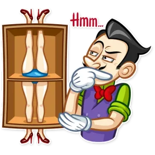 🤔 Hmm... 卡通, 腿, 柜子, 思考, 好奇, 嗯, 女人 telegram sticker