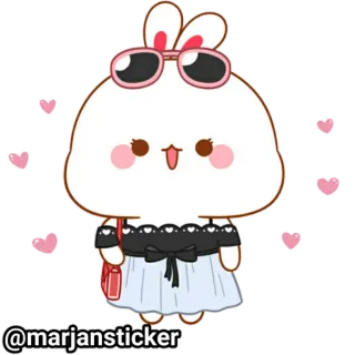 ❤️ @marjansticker Мультфильм, Стикер, Кролик, Милый, Каваий, Мода, Сердечки telegram sticker