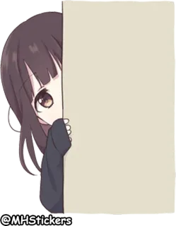 👀 @MHStickers Anime, Garota, Escondido, Espiando, Desenho animado telegram sticker