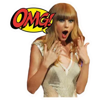 😱 Taylor Swift OMG! choqué, surprise, célébrité, pop star, musicien, OMG, expression, blonde telegram sticker